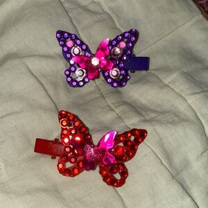 Colorful Butterfly Hair Clips x2 custom made lots of sparkle